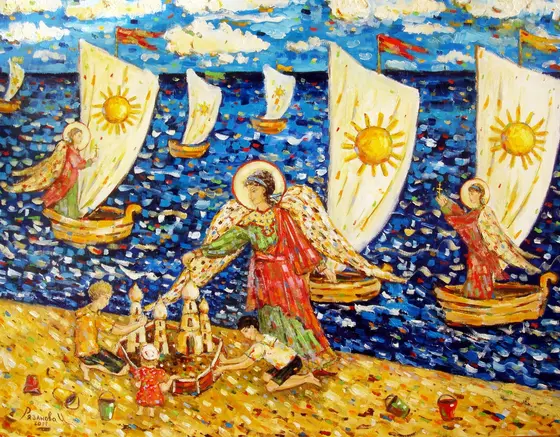 Ангелы и дети — картина, Находящиеся в частных коллекциях