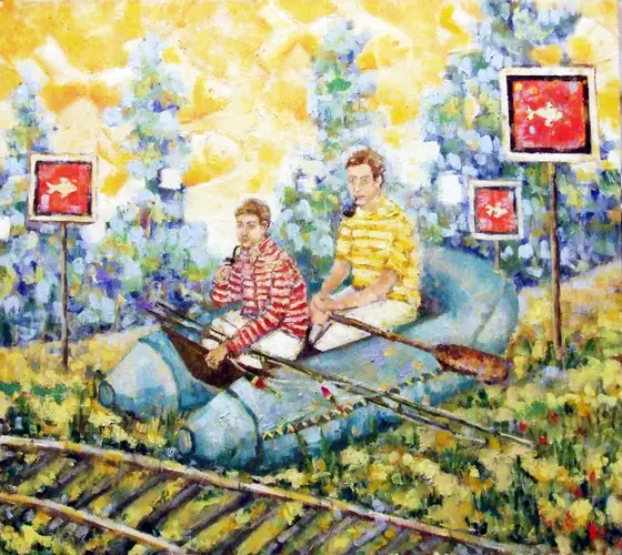 Двое в лодке — картина, Жанровая живопись