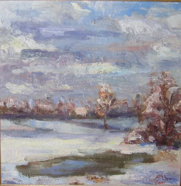 Февраль — 25×20 см, холст, масло, художник Инна Рязанова