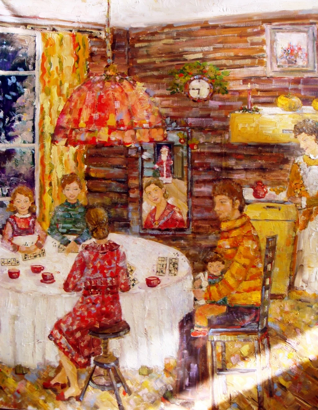 Игра в лото — 100×80 см, холст, масло, художник Инна Рязанова