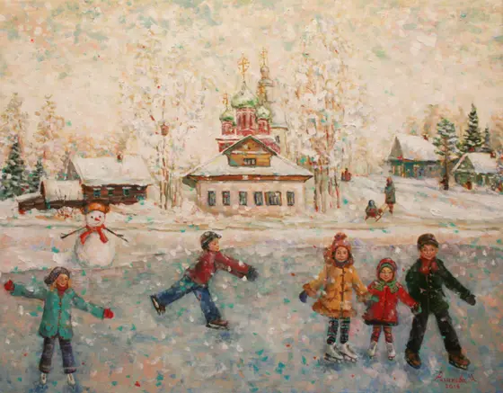 Каток — картина, Жанровая живопись