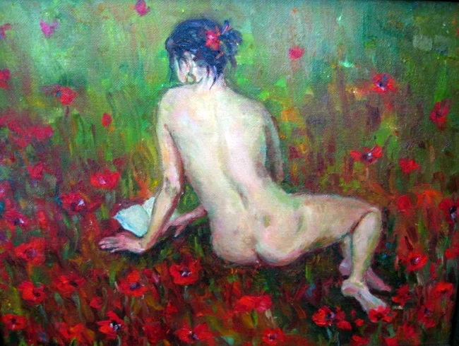 Маки — 40×30 см, холст, масло, художник Инна Рязанова