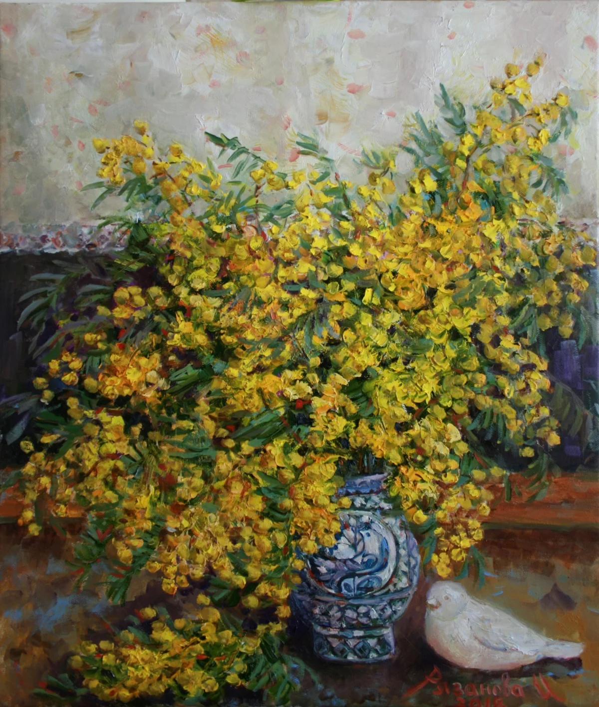 Мимоза — 50×60 см, холст, масло, художник Инна Рязанова