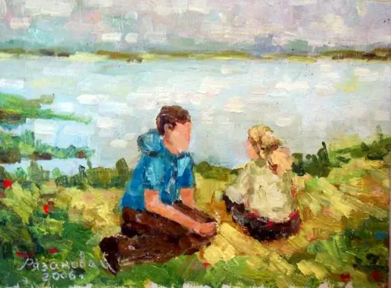 На берегу — картина, Жанровая живопись