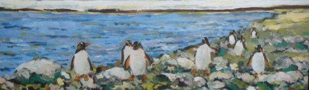 Пингвины — холст, масло, художник Инна Рязанова