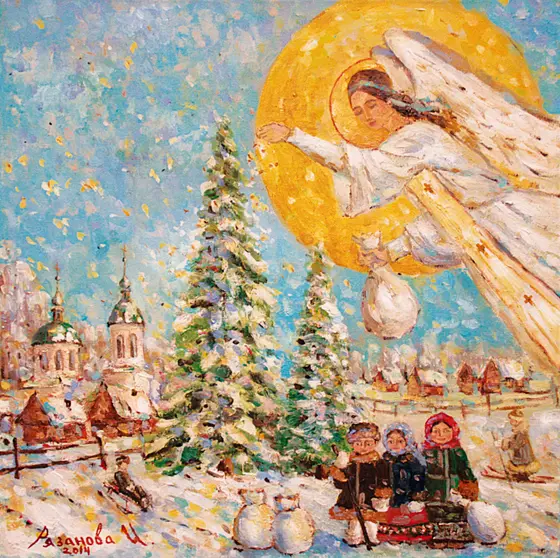 Рождественские колядки — картина, Жанровая живопись