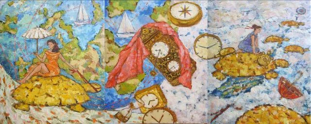 Время (триптих) — холст, масло, художник Инна Рязанова